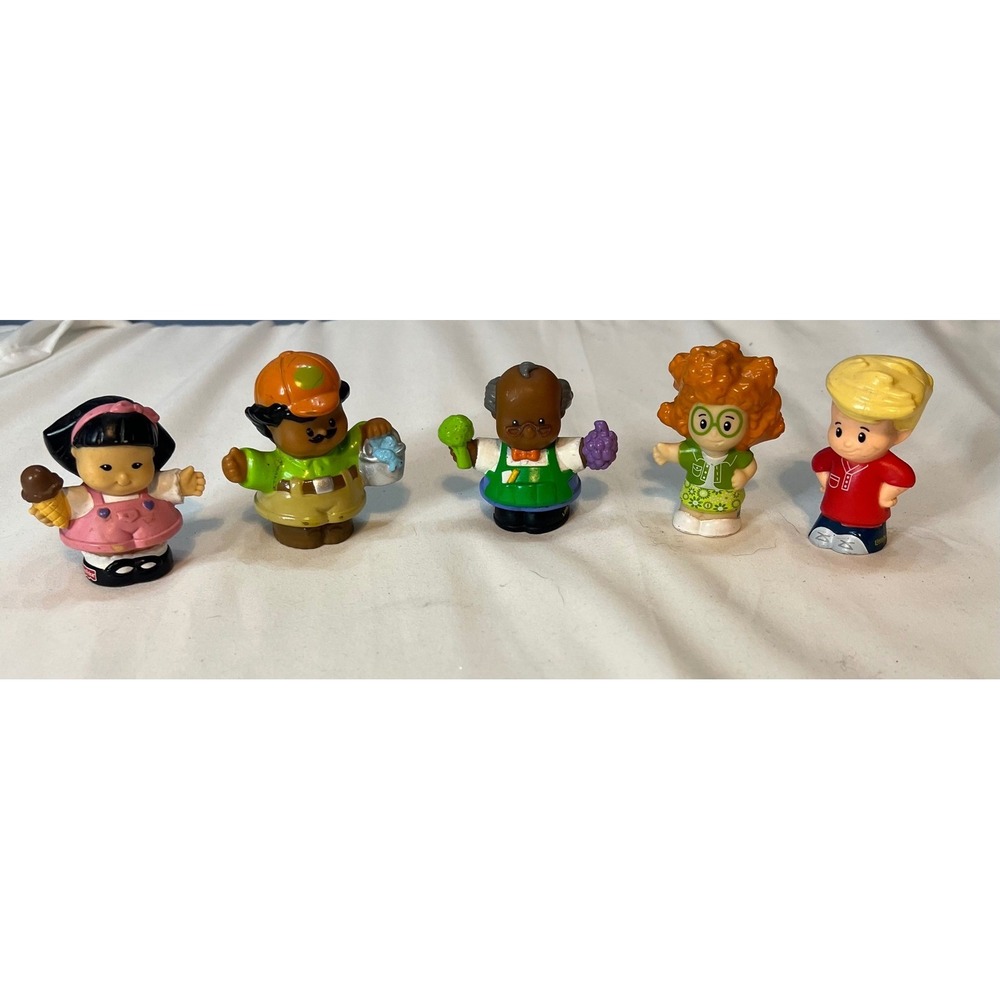 Fisher-Price Little People Figures Lot Farmers Market Grocer Ice Cream Girl